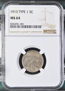 1913 Buffalo Nickel 5C Type 1 NGC MS64 8354951-001 - Picture 1 of 2