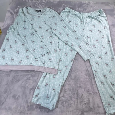 Ellen Tracy женщин пижамы комплект длинным рукавом Топ/брюки XL олень печать WinterCozy - Изображение 1 из 4