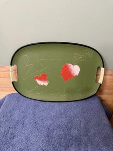 Vintage Japanisches Lack Serviertablett Floral Blatt Design 17" Mid Century - Bild 1 von 16