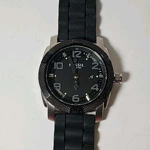 Men's Fossil PR5409 Black Analog Silicone Band (EX Condition, Needs Battery) - Picture 1 of 5