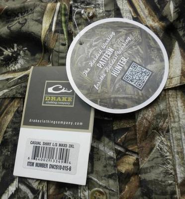 Drake 26100155-3X Waterfowl LS Vented Camo Casual Shirt Long Sleeve Size 3XL - Image 1 of 3