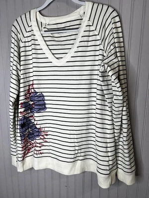 Sudadera Jockey Person to Persona Mujer 2XL Blanca Negra Rayas Cuello en V Floral Foto 1 de 4