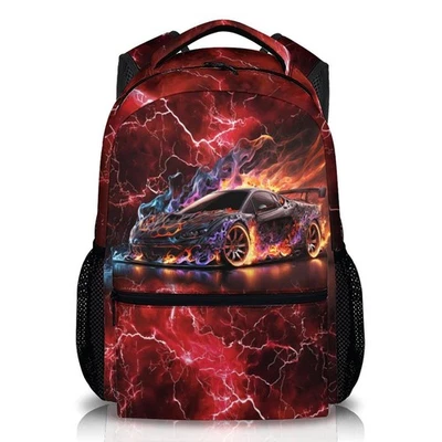 Mochila para niños Bolsa para libros para adolescentes colorida 17 pulgadas Genial Mochila para coche de carreras... Foto 1 de 4