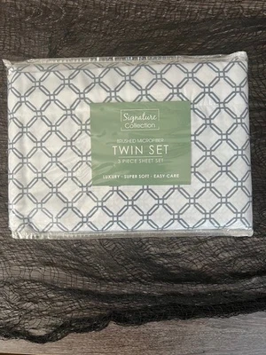 Juego de sábanas Twin 3 piezas Signature Collection estampado blanco/gris Foto 1 de 4