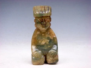 Old Nephrite Jade Stone Carved Sculpture Ancient Emperor Kneeling #02152503 - Picture 1 of 6