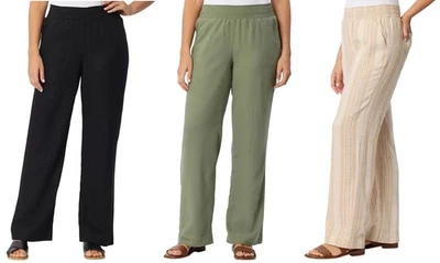 Briggs Women's Linen Blend Pull On Pant - Image 1 of 4