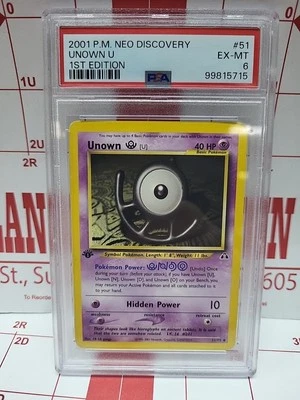 2001 Pokemon Neo Discovery Unown U 1st Edition PSA EX-MT-6 51/75 - Image 1 of 2