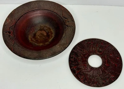 Vintage Japanese Nambu Tekki Cast Iron Round Incense Burner Koro Ashtray 10” - Image 1 of 4