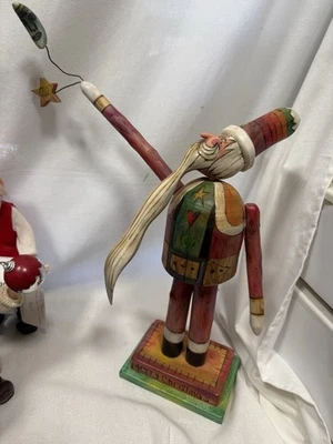 BEAUTIFUL RARE! STICKS HANDCARVED WOOD PRIMITIVE WHIMSY FOLK ART SANTA 17" 1999 - Image 1 of 4