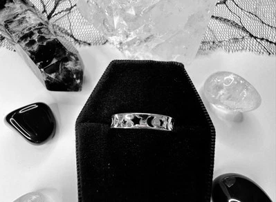 Anillo Noche Estrellada Acero Inoxidable Media Luna Anillo Estrella TALLA UK N US 7  Foto 1 de 4