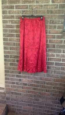 Falda larga vintage Carlisle para mujer roja 100 % seda talla 12 Foto 1 de 3