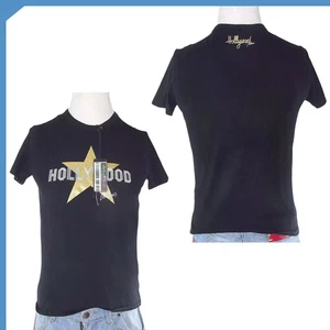 Hollywood Milano T Shirt Da Uomo Nera Taglia S Made Italy Manica Corta Girocollo - Picture 1 of 9