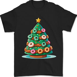 Donut Christmas Tree Funny Xmas Food Mens T-Shirt 100% Cotton - Picture 1 of 14