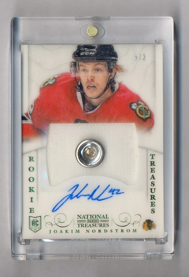 JOAKIM NORDSTROM 2013-14 PANINI NATIONAL TREASURES AUTO BUTTON RC #3/3 - Image 1 of 1