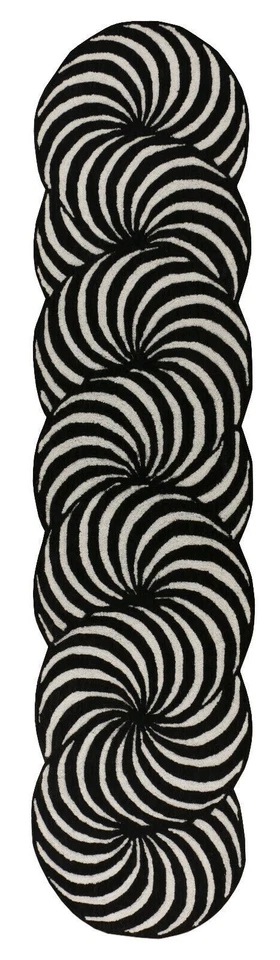 Wide Runner Optical Pattern 3'0''x12'0'' ft Handmade Tufted 100% wool Area Rugs - Image 1 of 4