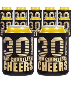 Cheers Beers to 30 Years Can Holder Cooler Koozies Birthday Anniversary 12pieces - Picture 1 of 6