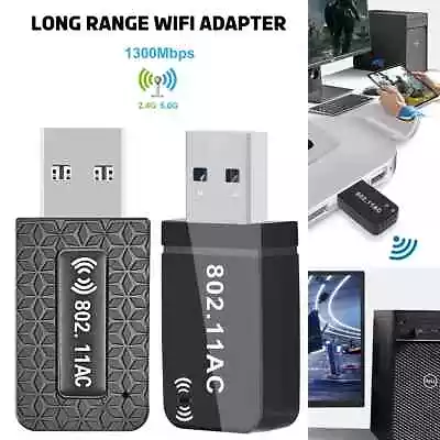 Adattatore WiFi USB-3.0 1300Mbps Lungo Raggio Dual Band 5Ghz Dongle di Rete Wireless