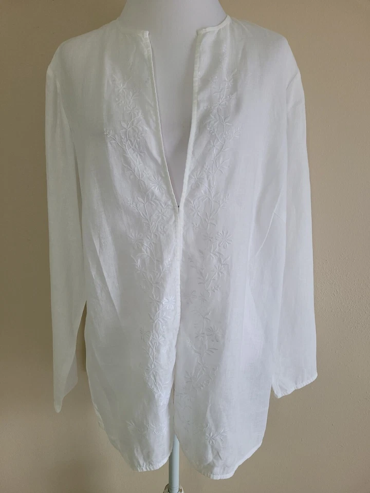 LAUREN RALPH LAUREN Women’s Plus Jacket Long Sleeve Linen Embroidered.Size 14W - Image 1 of 4