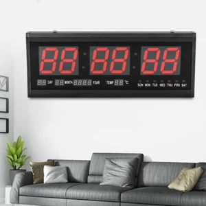 LED Reloj de Pared Reloj Digital con Fecha Temperatura Hogar Oficina XXL Size Reloj Digital Decoración - Imagen 1 de 12