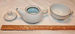 Vintage Tiffany & Company 860 Tea Pot Cup Blue Trim White Porcelain - Picture 1 of 10