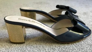 Russell and Bromley Navy Blue Patent Leather Ladies Sandals Size 4.5 - Picture 1 of 5