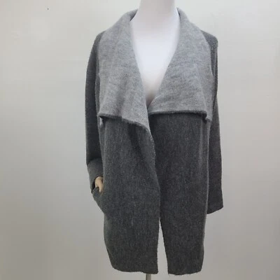 Nanette Lepore Open Cardigan Sweater Women Small Gray Knit Long Sleeve Pockets - Image 1 of 4