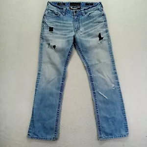 Affliction Jeans Blake Relaxed Straight Mens 33L (33x34) Blue Distressed Denim - Picture 1 of 13