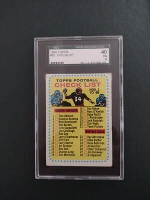 1964 Topps  Football #82 Checklist UNMARKED SGC 40 VG3  - Image 1 of 2
