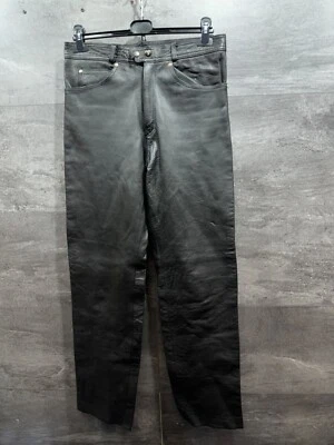 Real Leather Biker Mens Black Cowboy Pants Size M - Image 1 of 4