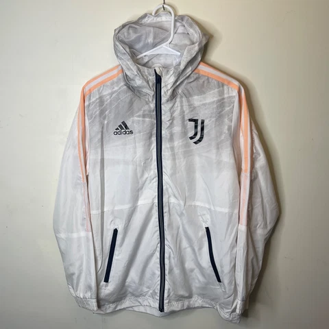 JUVENTUS FOOTBALL WHITE JACKET HOODIE ORIGINAL ADIDAS SIZE S Cover