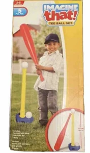 Tee Ball Set T-Ball Kids 5-piece Oversized Bat 2 Balls Post Base Amloid Age 2-5 - Picture 1 of 6