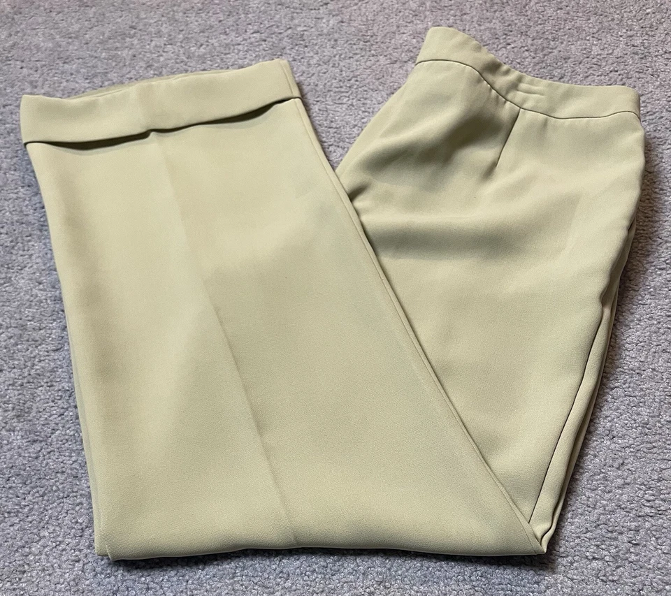 Pantalones de vestir para mujer Rena Rowan talla 16 amarillo-verde holgados con puños dobladillo pierna recta Foto 1 de 4