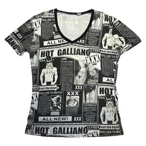 VINTAGE RARE JOHN GALLIANO XXX NEWSPRINT FLYER SHIRT - Picture 1 of 4
