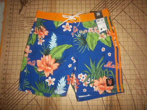 MENS SIZE 30 MLB HURLEY NEW YORK METS BOARD/SWIM TRUNKS - NWT Cover