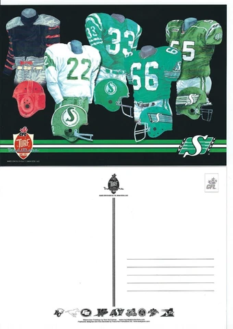 CFL Official Postcard - Saskatchewan Roughriders Jersey History Cover