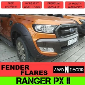 MATT BLACK JUNGLE FENDER FLARES BLACK GUARD FITS TO FORD RANGER PX2 2015-2018 - Picture 1 of 4