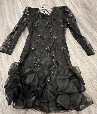 Mini Vestido de Noche Negro Rare Find JE WOO'S de Hannah Lee New York Paris 7/8 Foto 1 de 4
