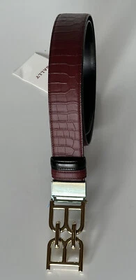 Bally 男式双面 B 链传统红色腰带 38/95 意大利 630037 全新带标签 325 美元  — 第 1/4 张图片
