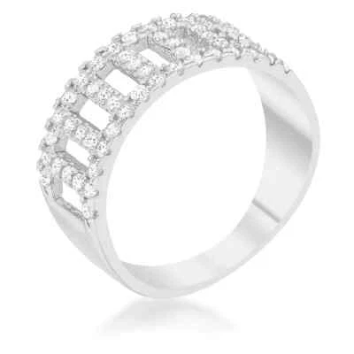 Rey 0.5ct CZ Rhodium Contemporary Band Ring - Image 1 of 4