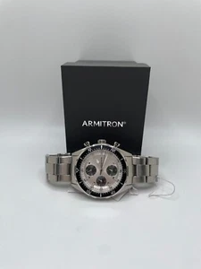 Armitron Lloyd 20/5502SV Mens Silver Black Analog Display Chronograph Watch - Picture 1 of 12