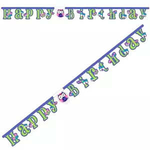 Woodland Owl "Happy Birthday" Letter Banner Children's Party Decorations - Picture 1 of 1