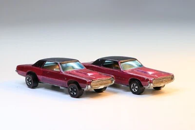 1967 Hot Wheels Redline Custom T-Bird x2 Creamy Pink White Brown Interior Vtg - Image 1 of 4