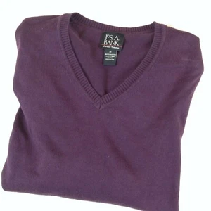 "NEW" JOS A. BANK 100% Pima Cotton V-Neck Long Sleeve Plum Knit Sweater Men's M - Picture 1 of 9