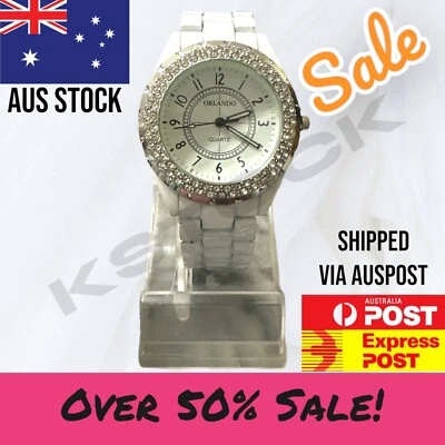 White Crystal Women Quartz Wristwatch Luxury Ceramic Lady Watch  - image 1 of 4