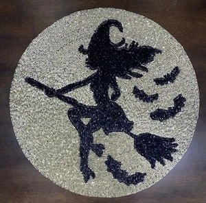 Nicole Miller NEW!!! Beaded Placemat Charger Halloween WITCH Bats CUTE! - Picture 1 of 7