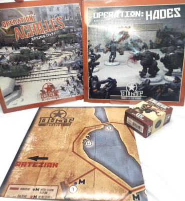 Dust Tactics 4 pc Set - 2 Books, 1 Map & 1 Set of cards 2012 RPG Game Books+More - Image 1 of 4