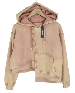 DIESEL F-Mikky Women Hoodie S Peach Washed Hooded Asymmetrical Pocket RRP€195 - Picture 1 of 11