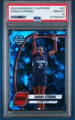 SARAH STRONG #62 PSA 10💎2024 Bowman University Chrome SAPPHIRE🎉PERFECT ROOKIE - Image 1 of 2