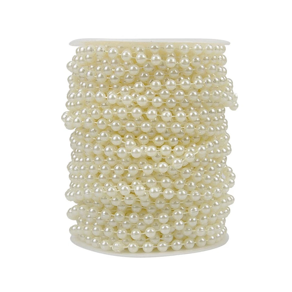  Un rollo de 25 metros ABS perlas artificiales adornos de cadena para boda hágalo usted mismo Foto 1 de 4