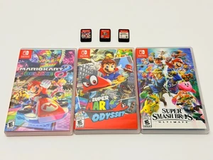 Mario Kart Deluxe 8 + Super Smash Bros. + Mario Odyssey (Nintendo Switch Games) - Picture 1 of 16